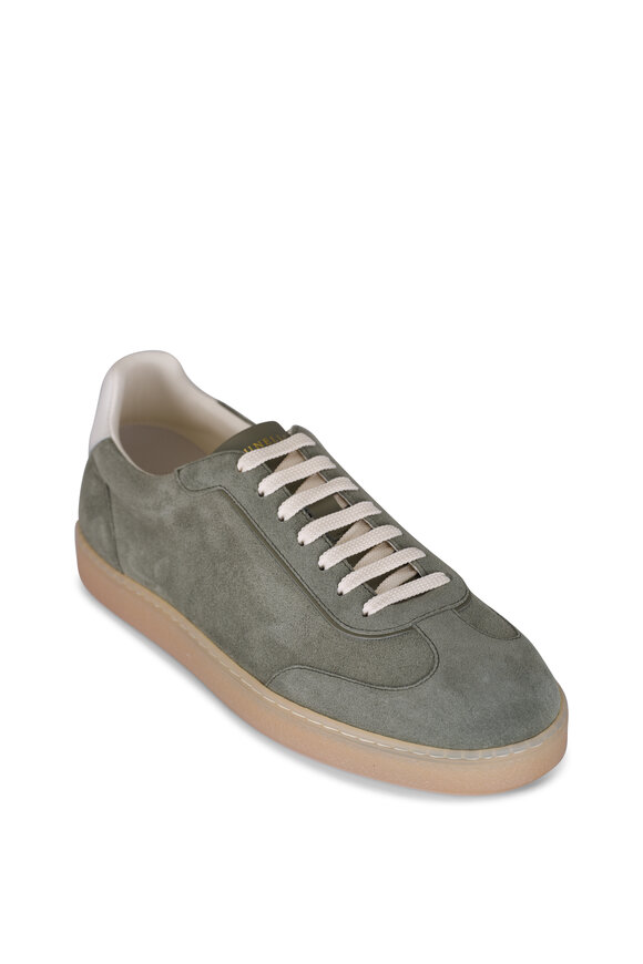 Brunello Cucinelli Olive Green Suede Sneaker