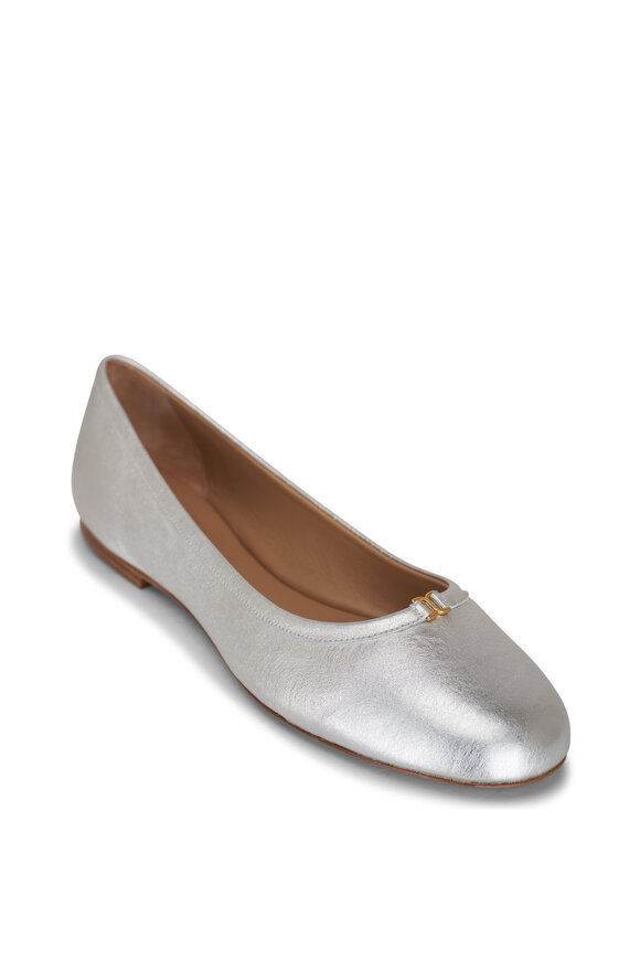 Chloé - Marcie Silver Ballerina Metallic Flat 