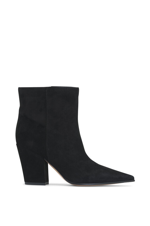 Gianvito Rossi - Stivale Black Suede Chunky Heel Bootie, 75mm