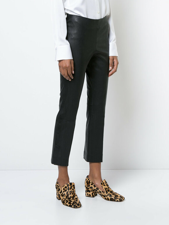 Vince - Black Leather Split Hem Cropped Pant