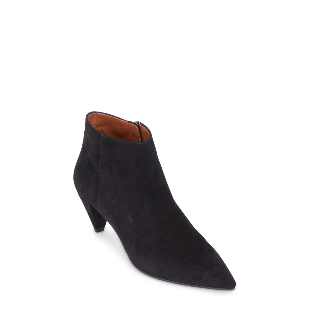 Aquatalia Anya Black Suede Pointed Toe Bootie 50mm