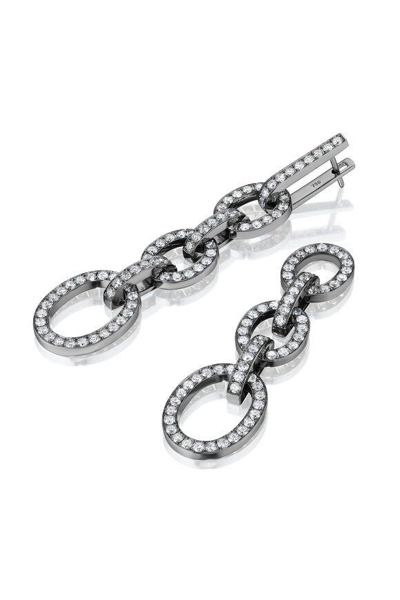 Nam Cho - Diamond Oval Link Detachable Drop Earrings 