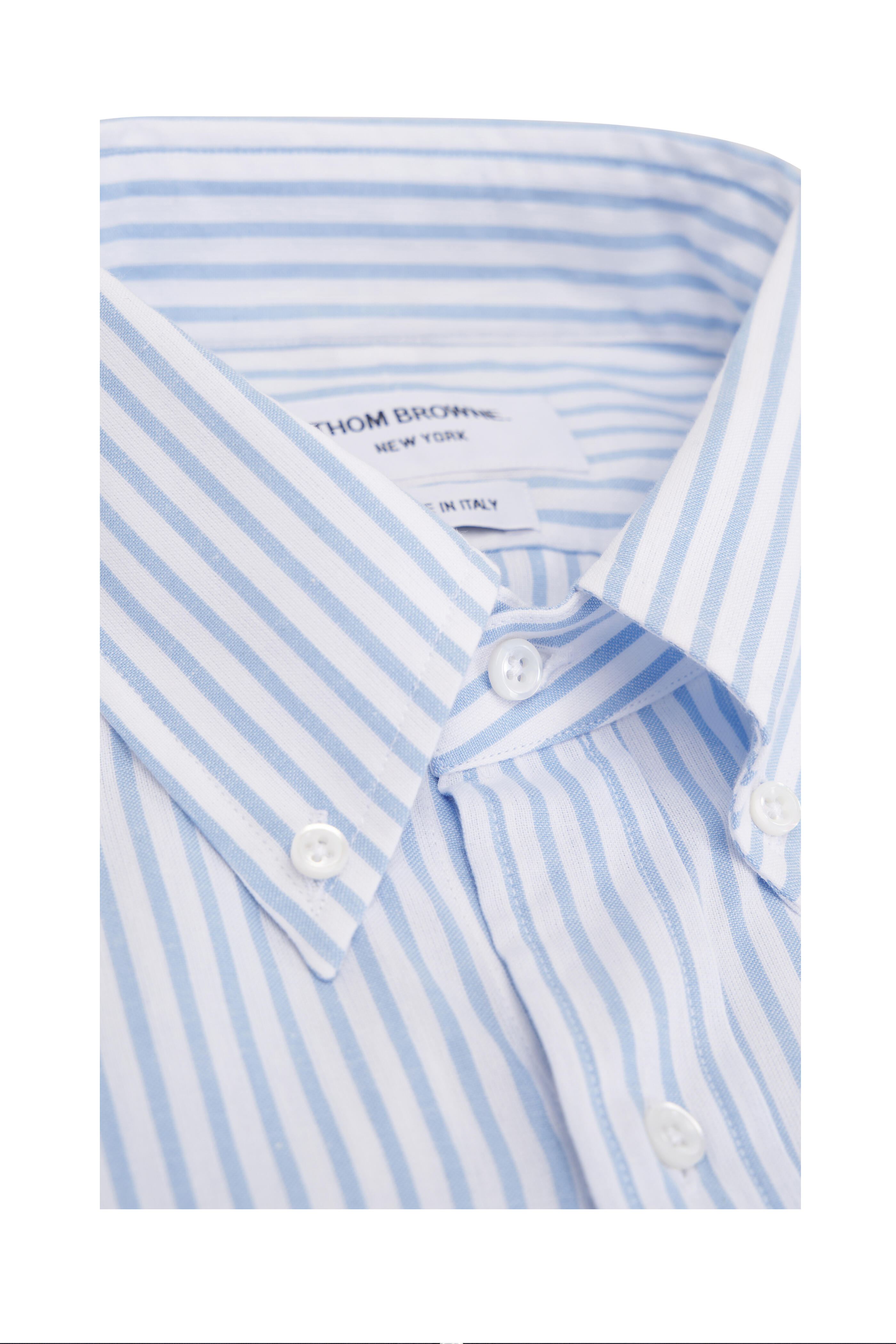 Thom Browne - Madras Blue & White Stripe Armband Sport Shirt