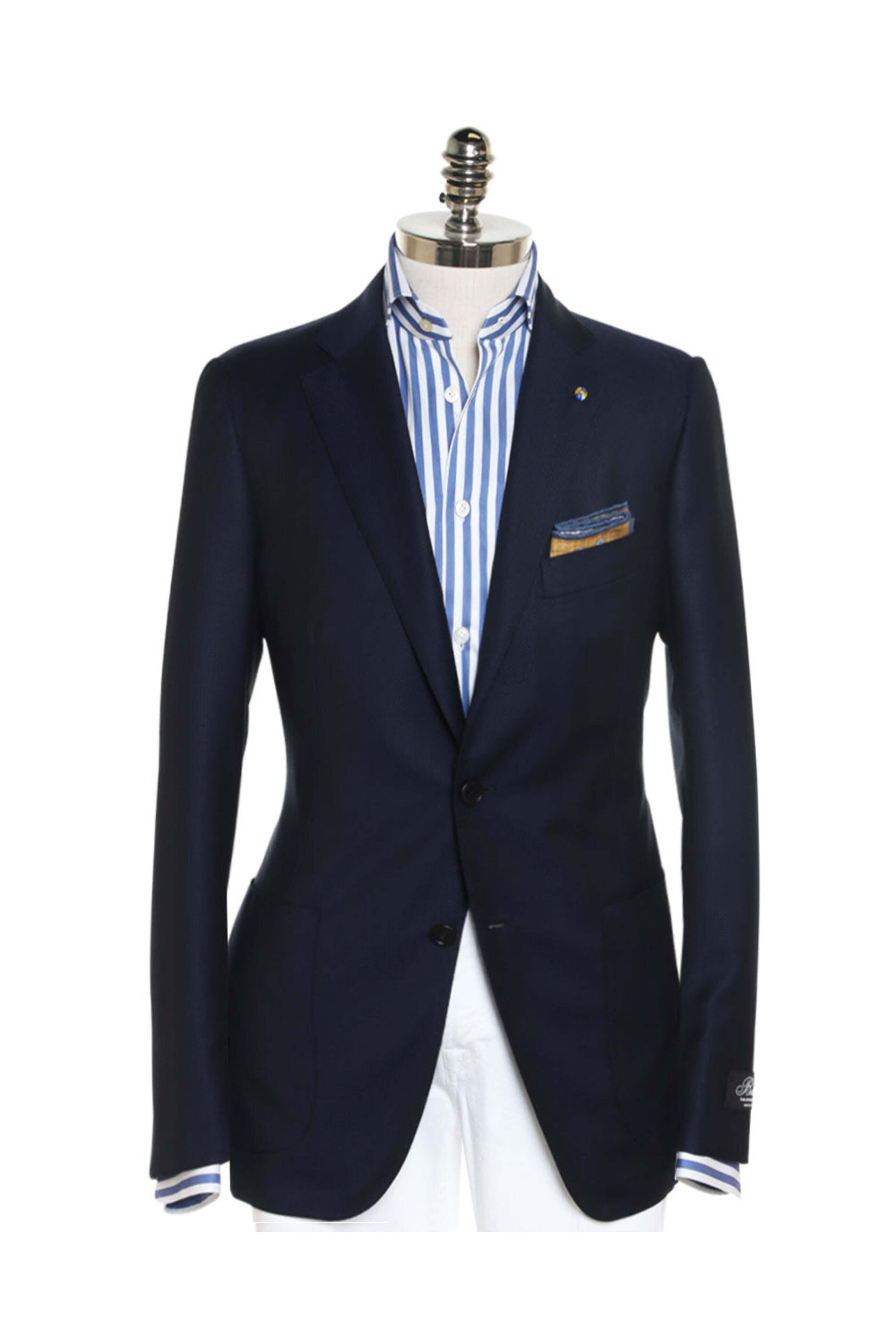 Belvest - Solid Navy Wool Textured Sportcoat - view 1