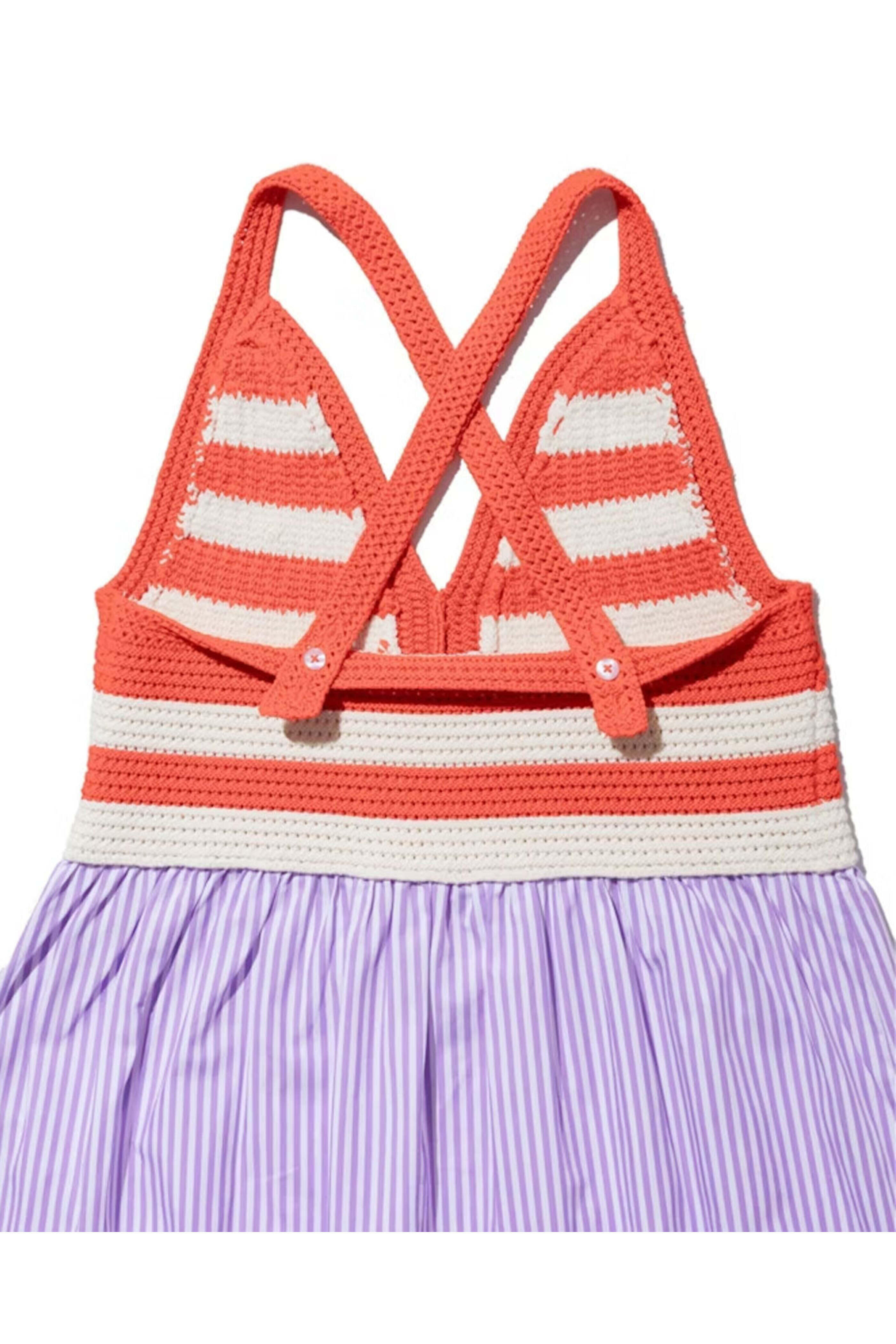 Kule - Esmee Crochet Top Striped Dress in Poppy and Cream