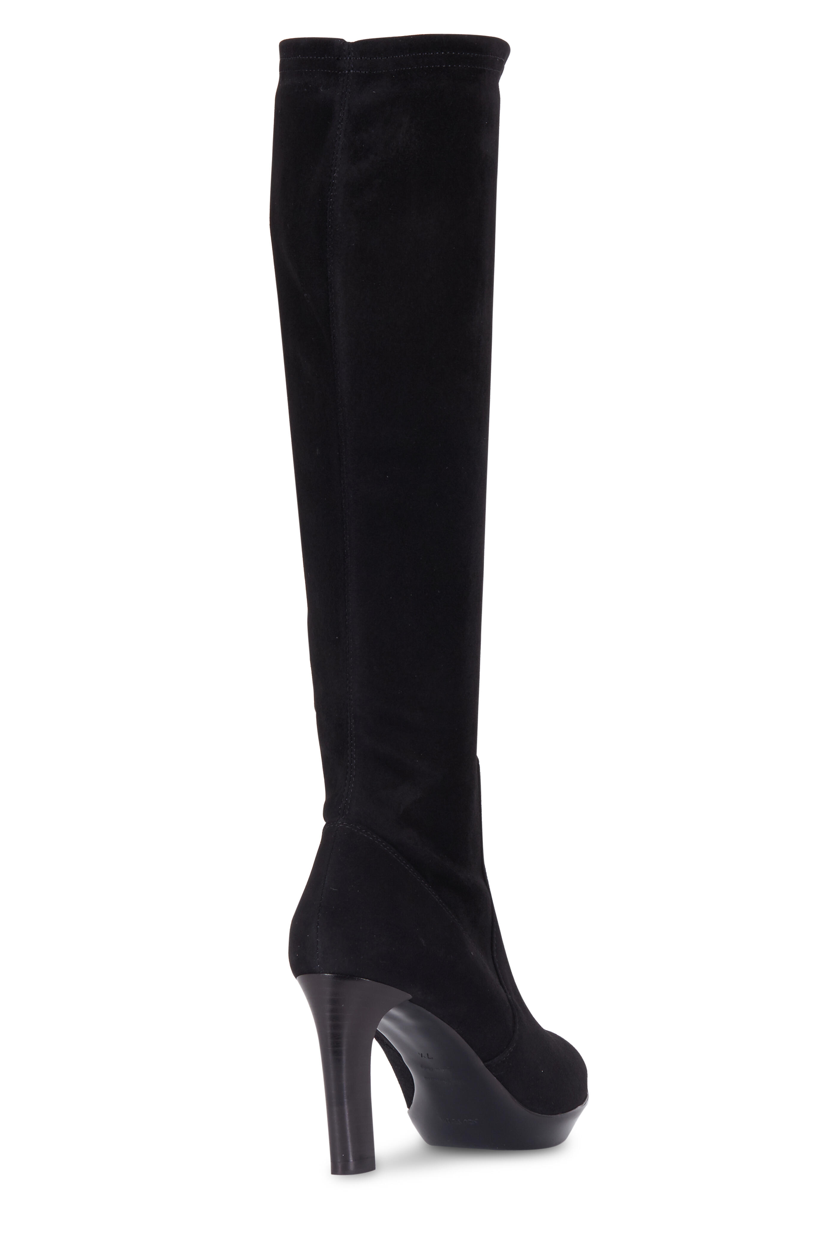 Aquatalia Rumbah Black Stretch Suede Platform Boot 90mm