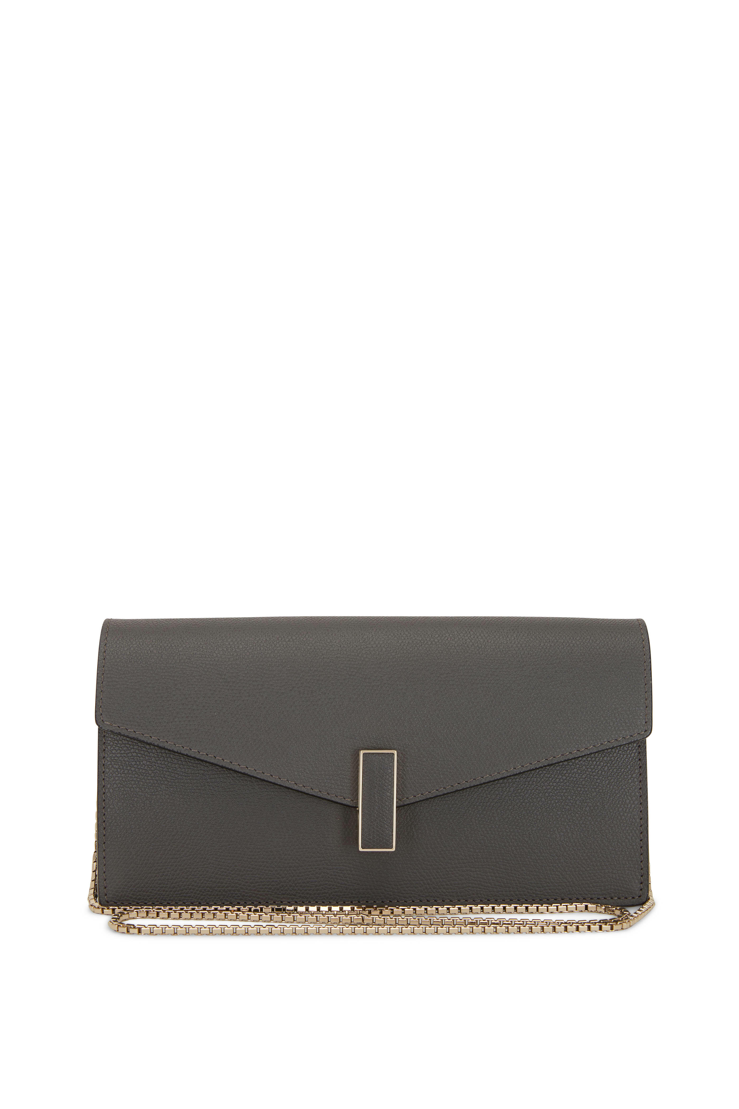Valextra - Iside Gray Saffiano Chain Clutch | Mitchell Stores
