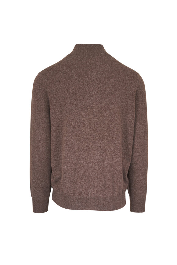 Brunello Cucinelli Brown Mouline Cashmere Full Zip Cardigan - view 2