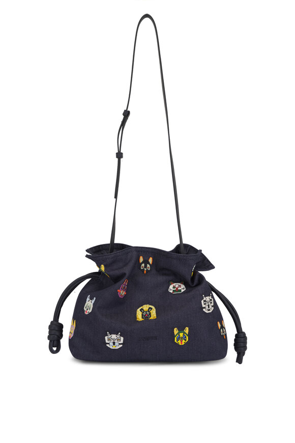 Loewe Medium Flamenco Futurist Cats Denim Clutch