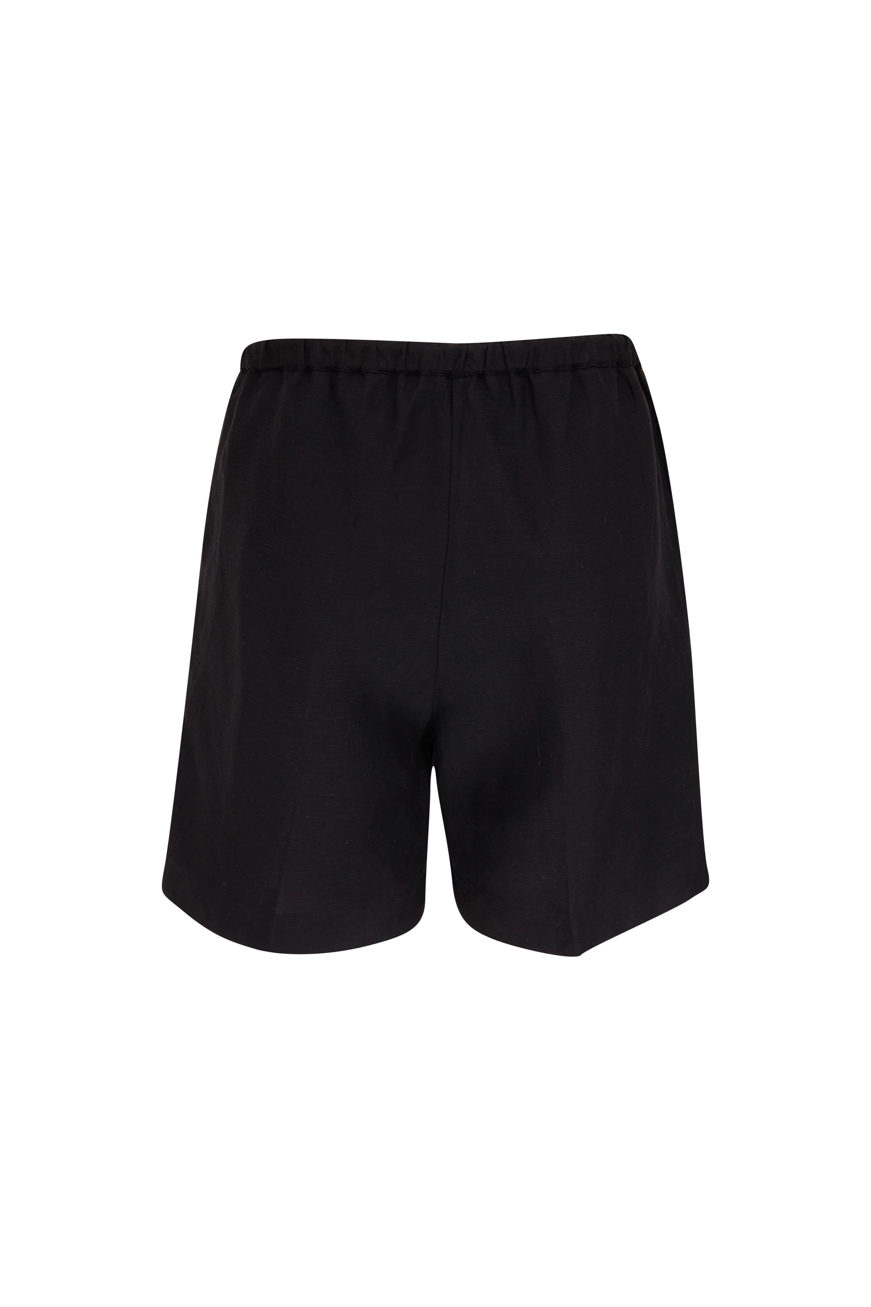 Totême - Black Press-Creased Drawstring Shorts | Mitchell Stores