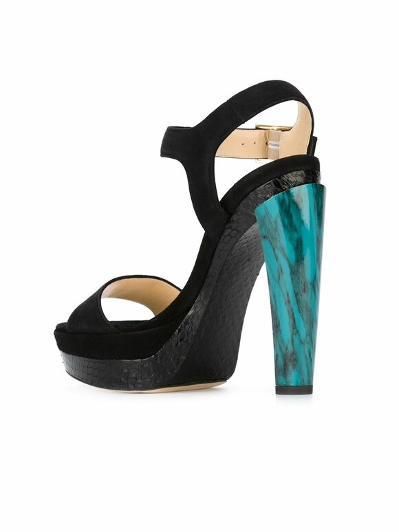 Jimmy Choo - Dora Black Suede Marbled Heel Sandal, 130mm