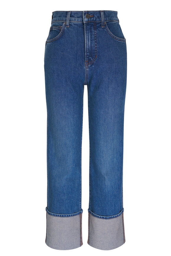 Veronica Beard - Dylan Thriller Blue Cuffed Straight Leg Jean