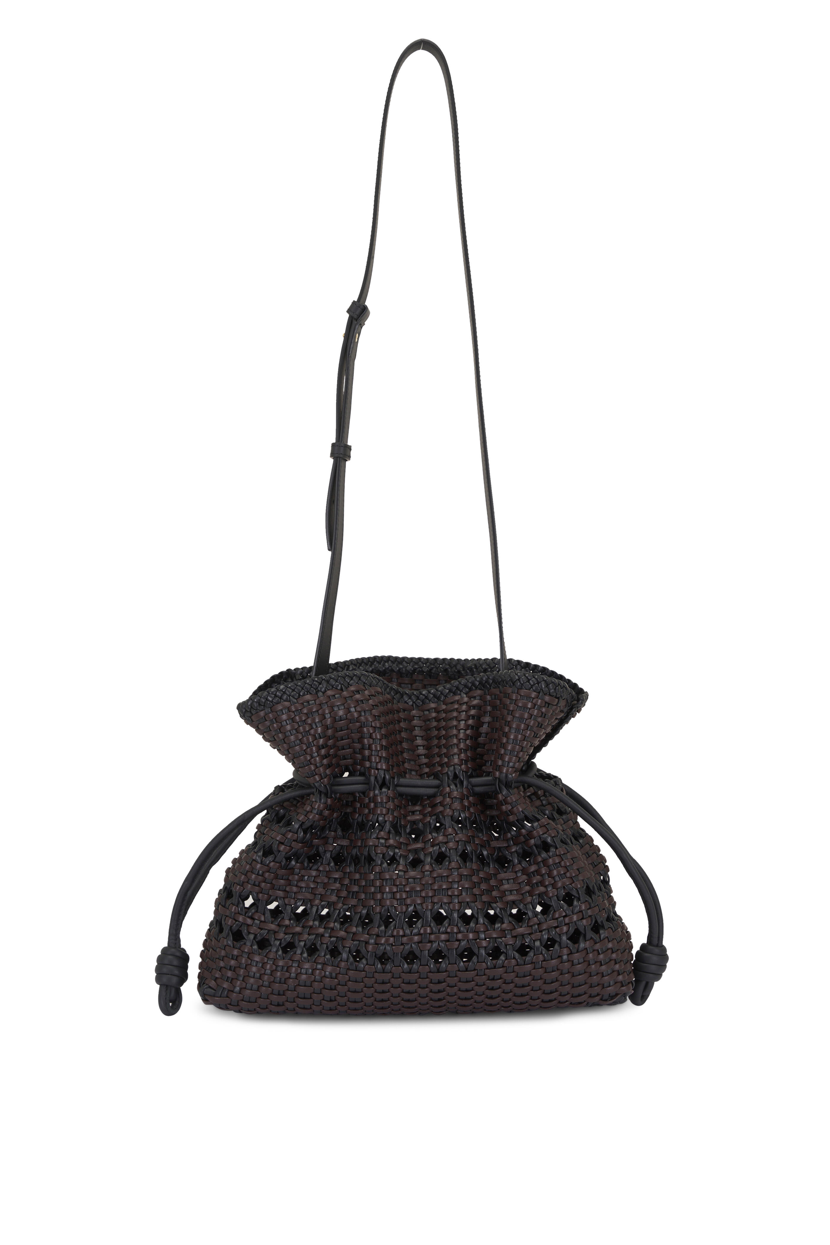 Loewe - Medium Flamenco Black & Brown Woven Leather Clutch