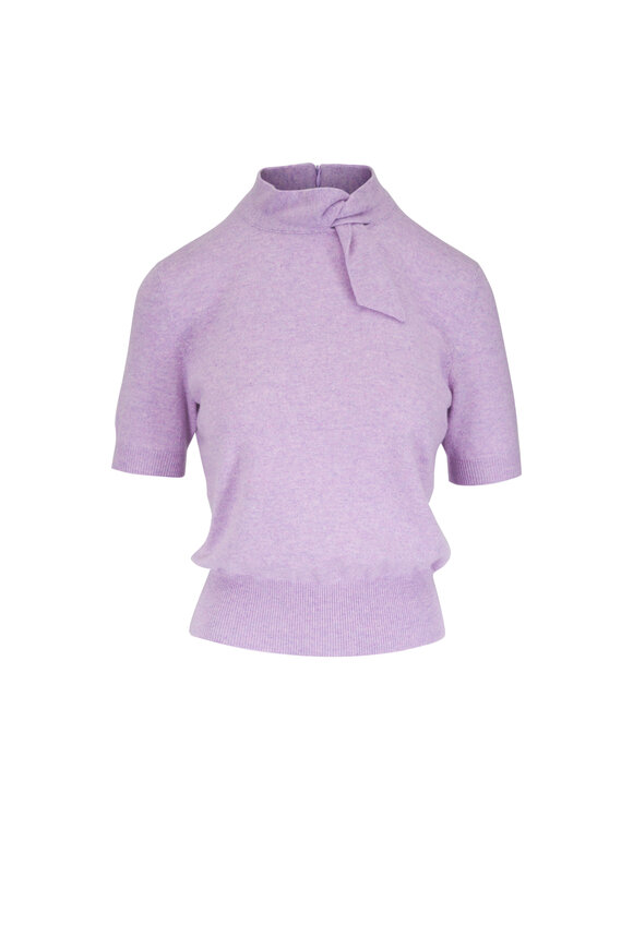 Akris Lavender Cashmere Tie Neck Sweater - view 1