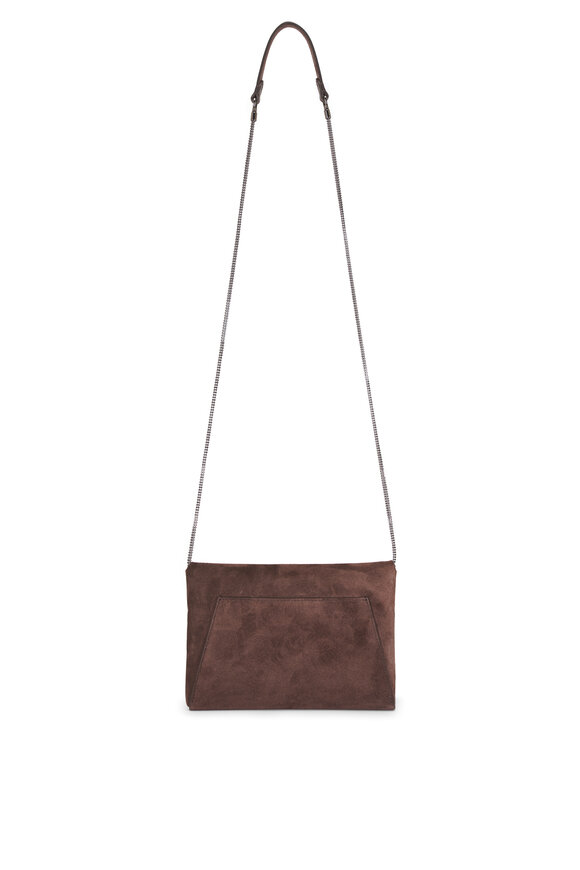 Brunello Cucinelli Duo Pouchette Espresso Suede Chain Crossbody - view 3
