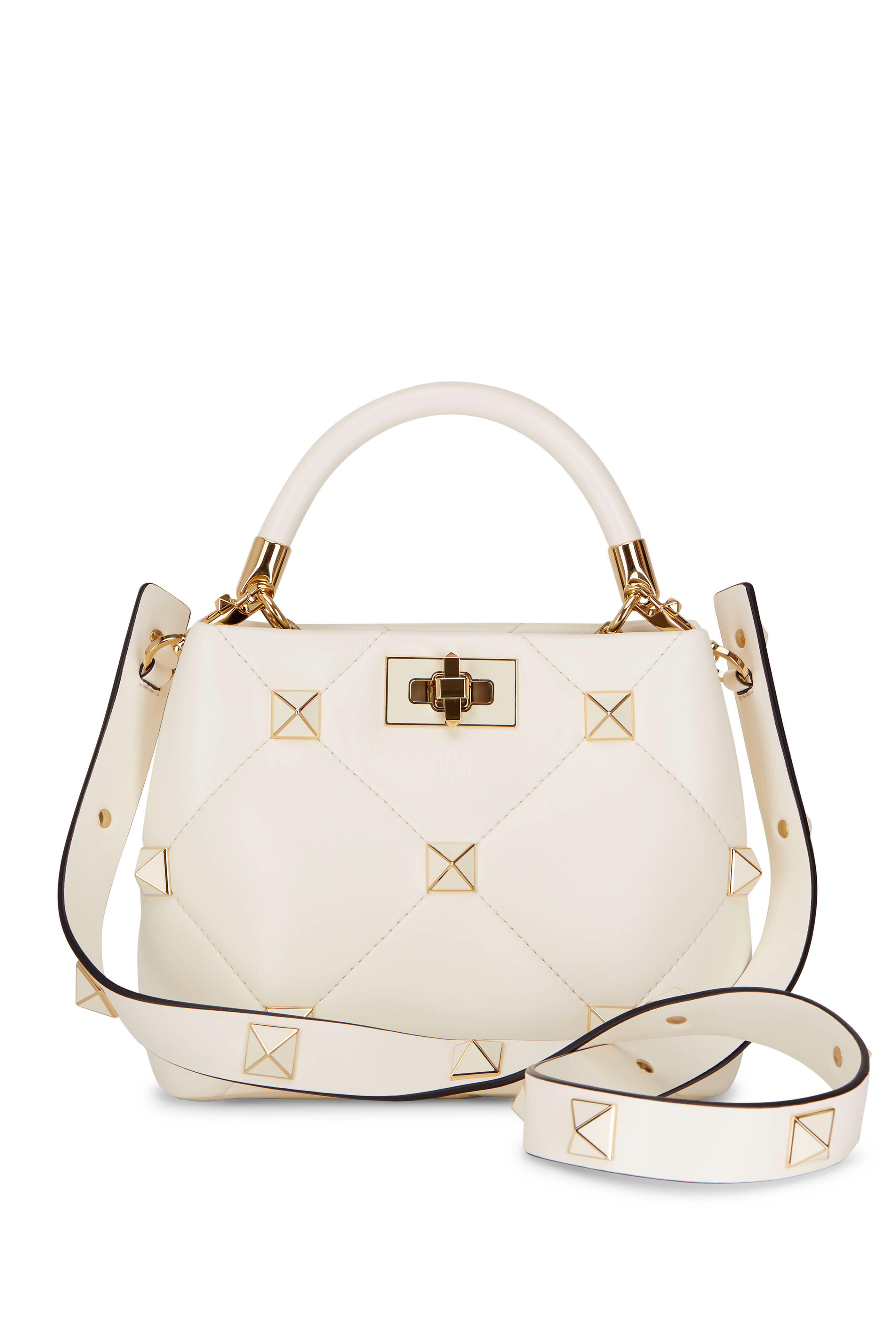 Valentino Garavani - Ivory Leather & Lacquered Studs Bag