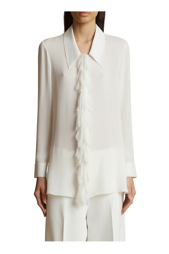 Khaite - Luka Cream Silk Button Up Blouse