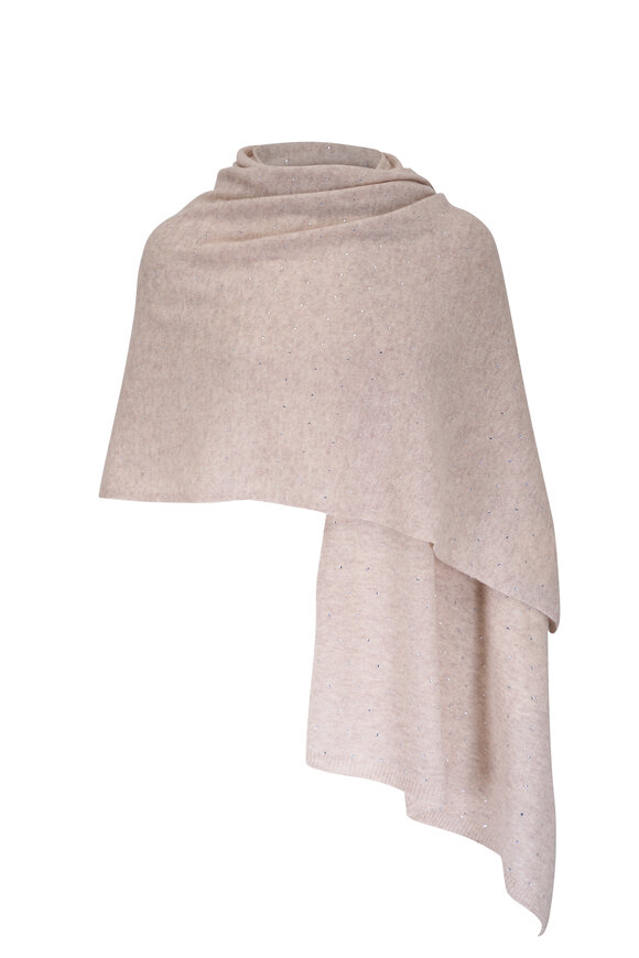 Kinross Mushroom Cashmere Crystal Wrap 