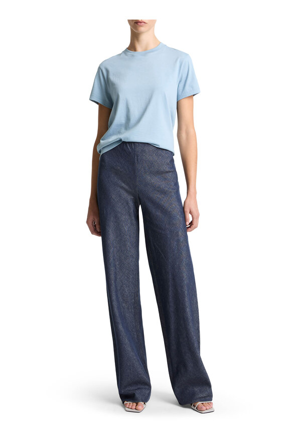 Vince Colette Indigo Chambray Cotton & Linen Bias Pant - view 2