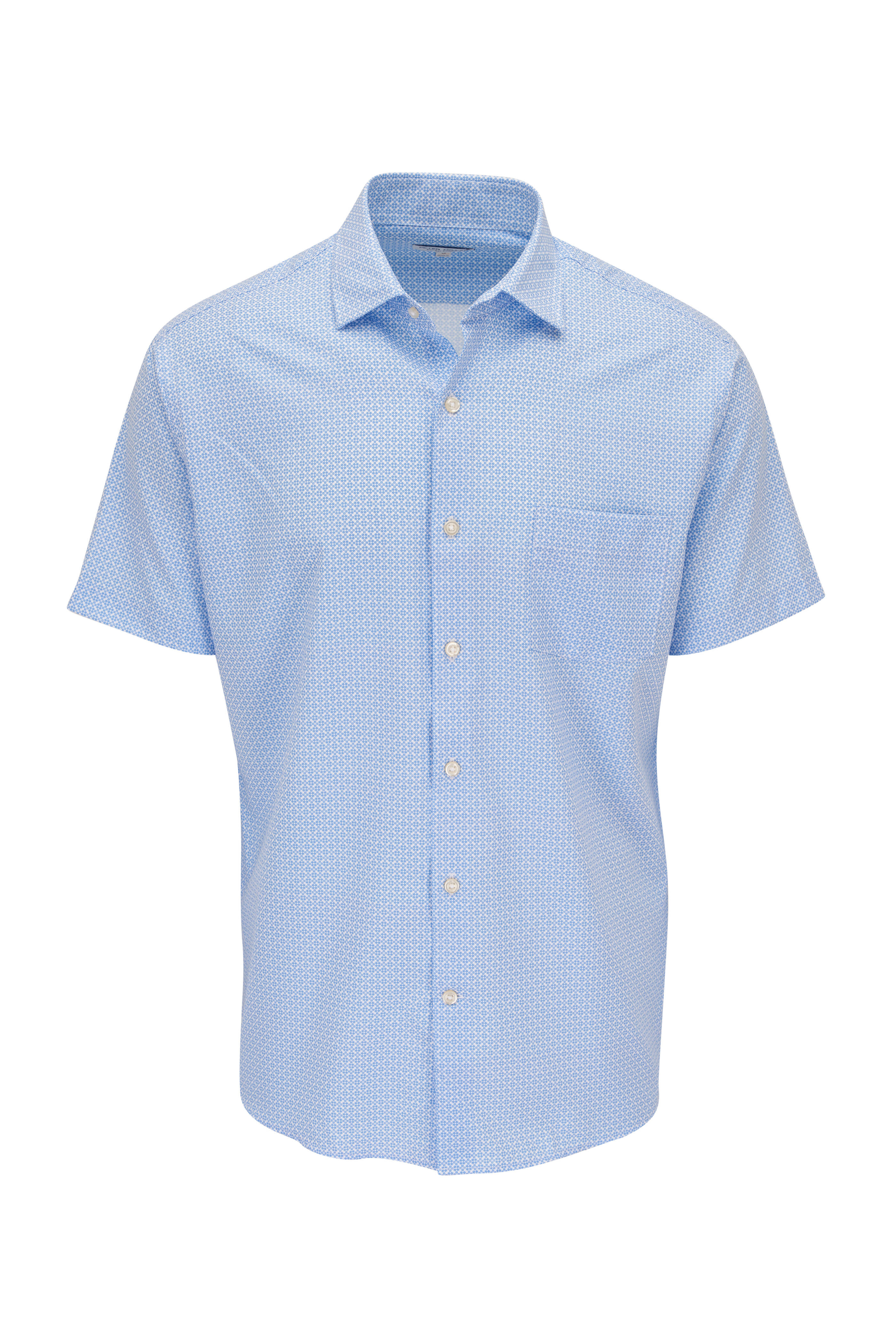 Peter Millar - Maritime Blue Geometric Print Short Sleeve Shirt