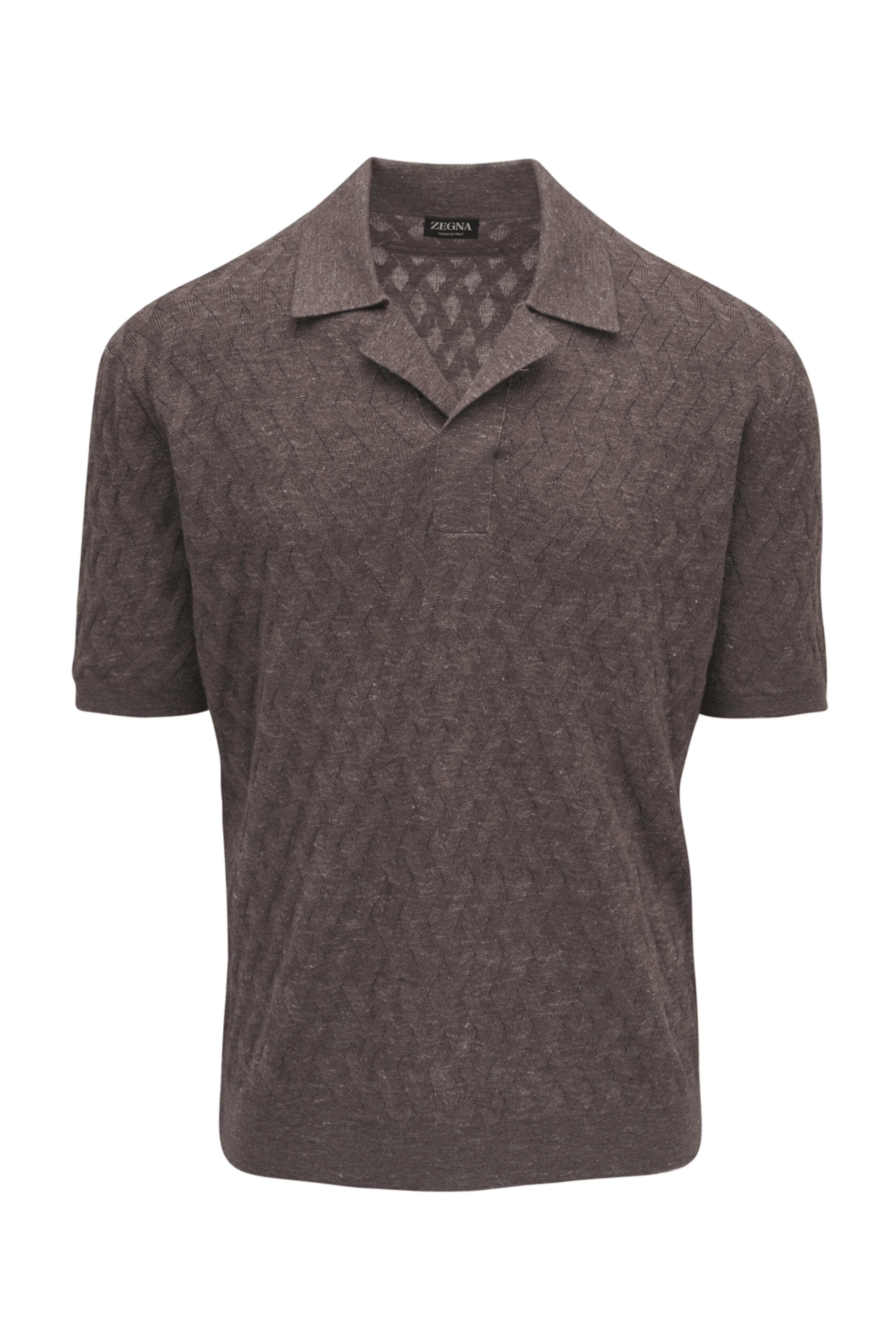 Zegna - Dark Taupe Textured Polo | Mitchell Stores