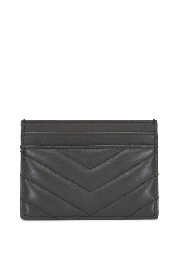 Saint Laurent Urban Gray Quilted Leather Logo Card Case - view 2