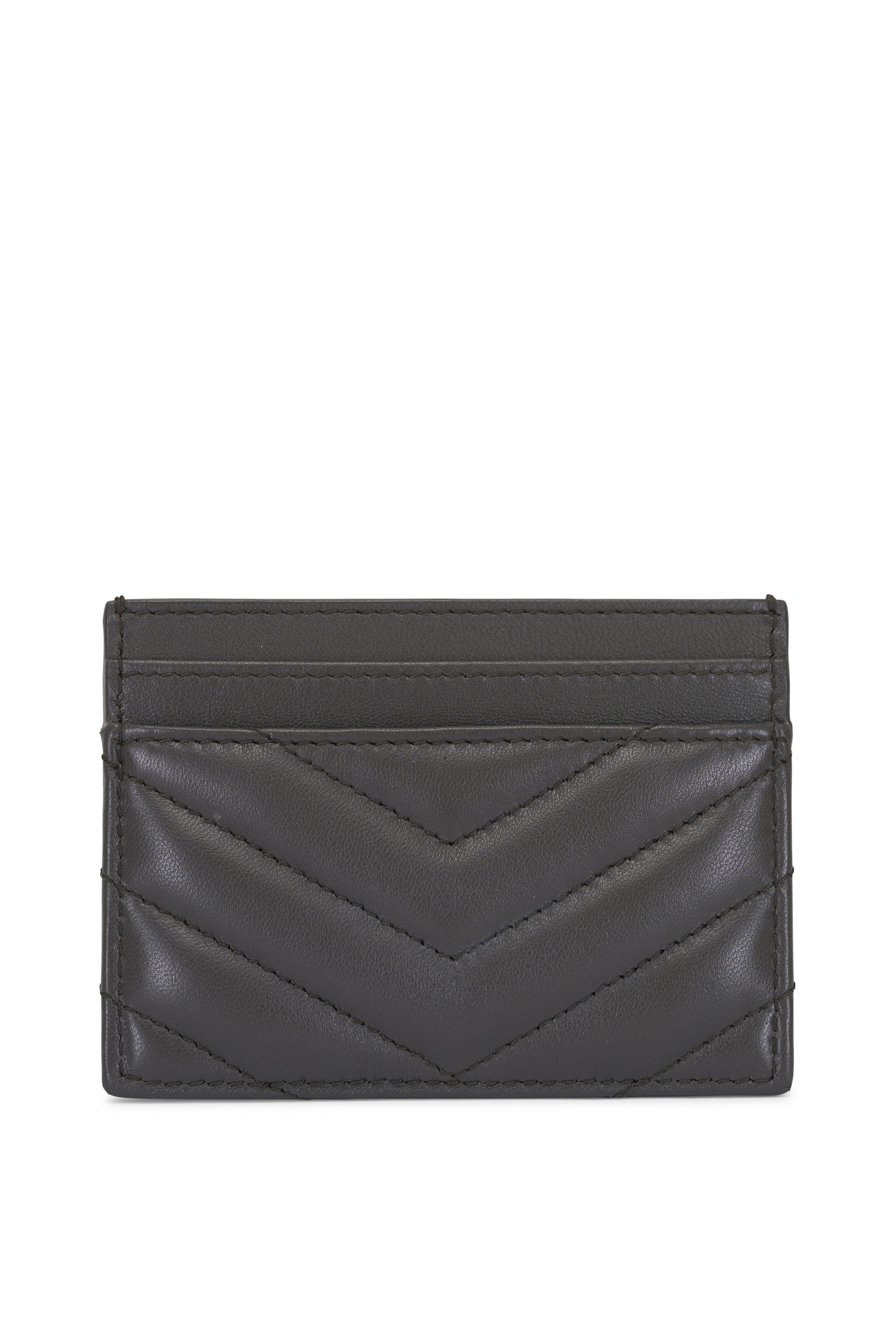 Saint Laurent - Urban Gray Quilted Leather Logo Card Case