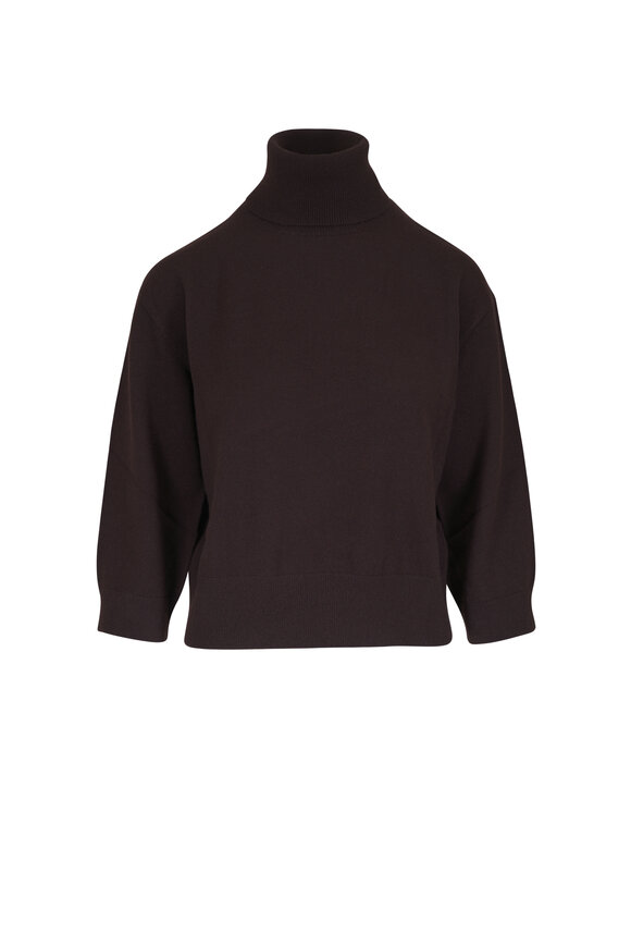 Akris Coffee Cashmere Knit Turtleneck Sweater - view 1