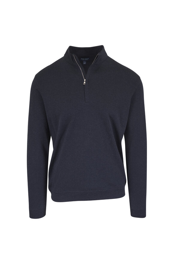 Peter Millar Crown Crafted Grant Navy Knit Quarter Zip Sweater - view 1