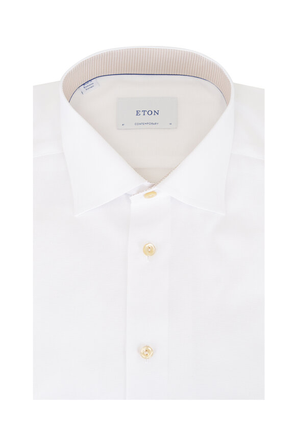 Eton Solid White Cotton Dress Shirt