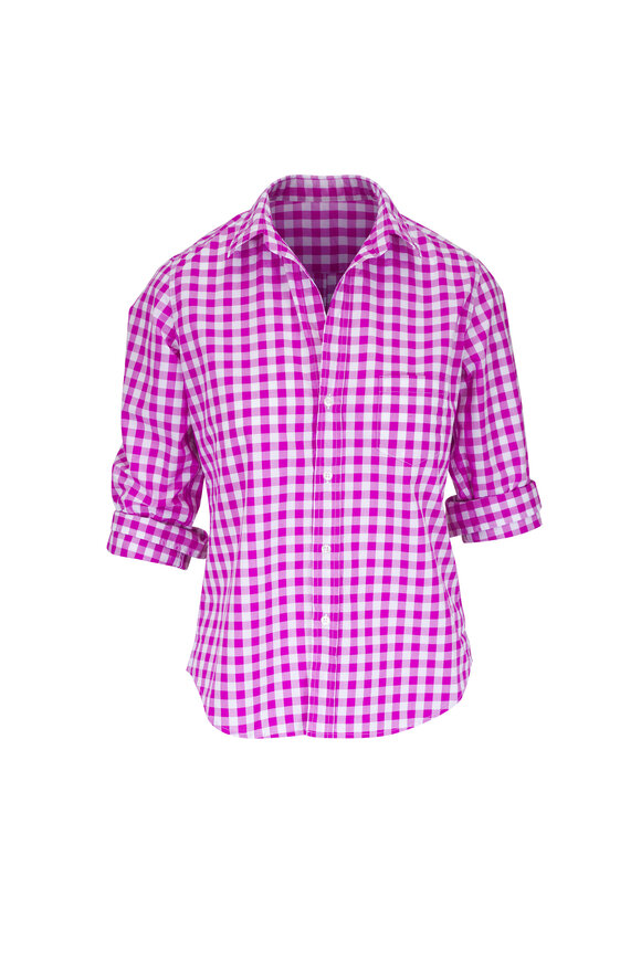 Frank & Eileen Barry Pink Check Tailored Button Up Shirt