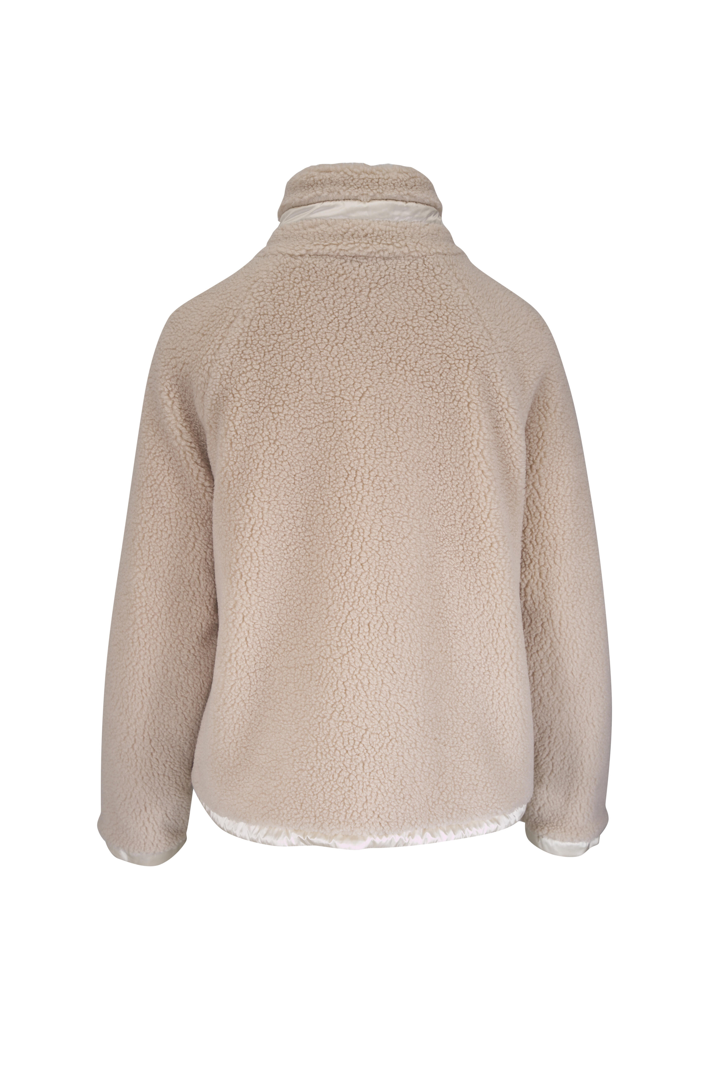 Herno - Cream Reversible Teddy Fleece & Nylon Jacket - view 4