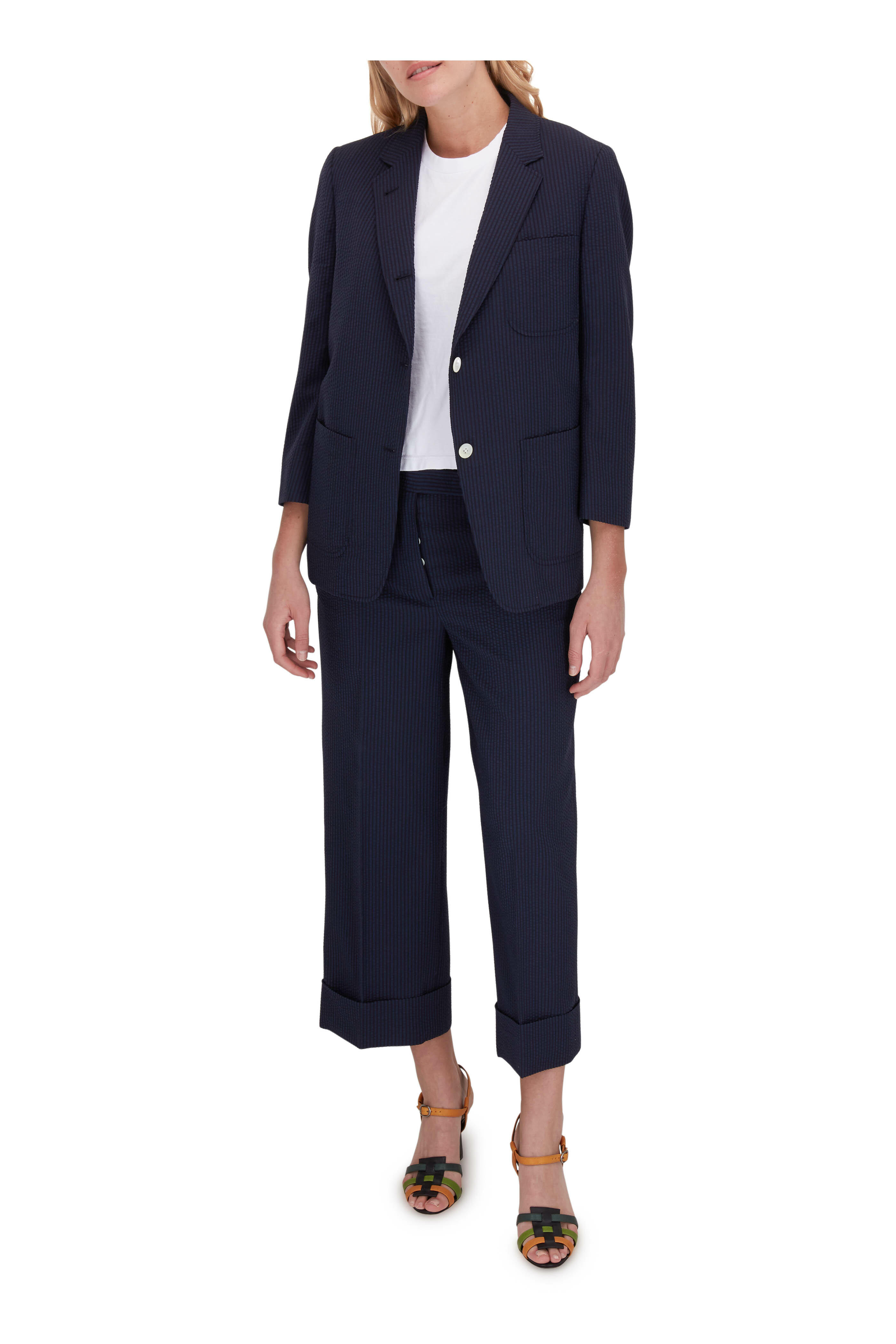 Thom Browne - Schoolboy Navy Wool Seersucker Jacket