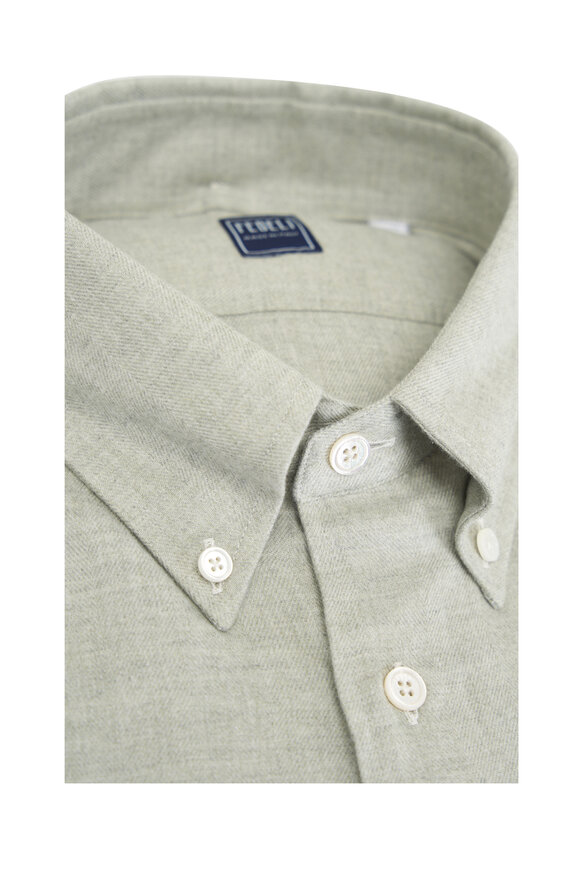 Fedeli - Solid Light Green Sport Shirt