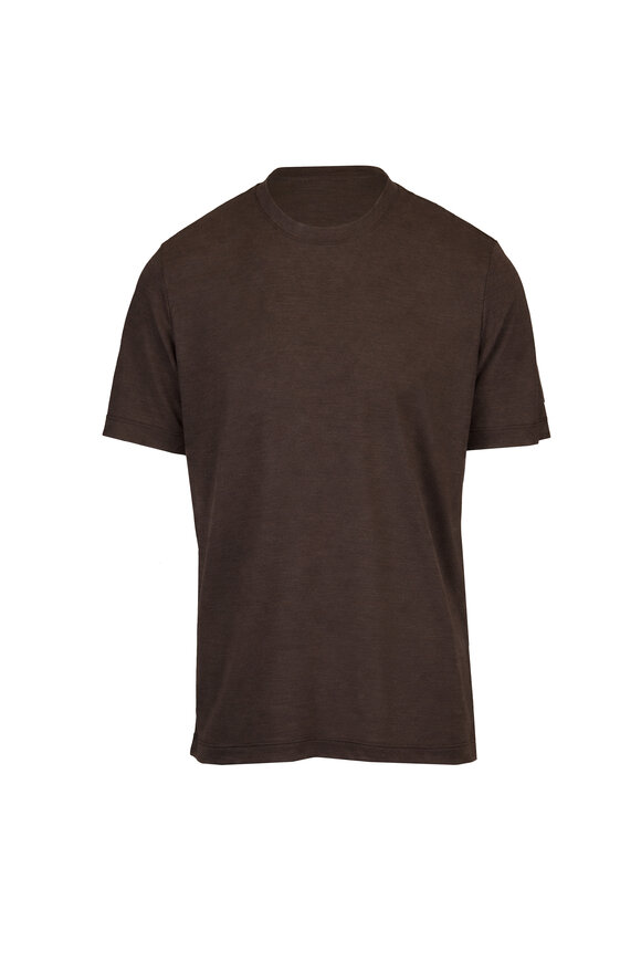 Marco Pescarolo Dark Brown Wool Jersey T-Shirt - view 1