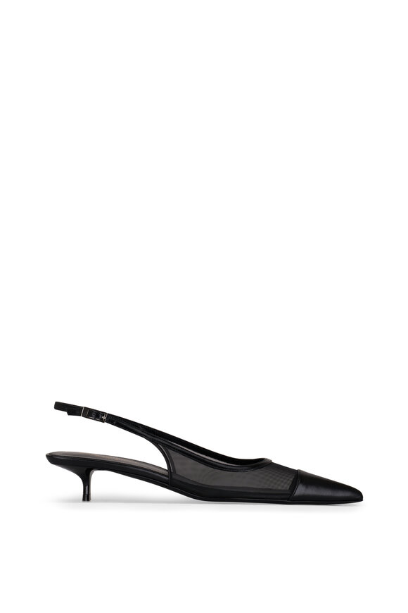 Saint Laurent - Oxalis Black Mesh Slingback Pump 