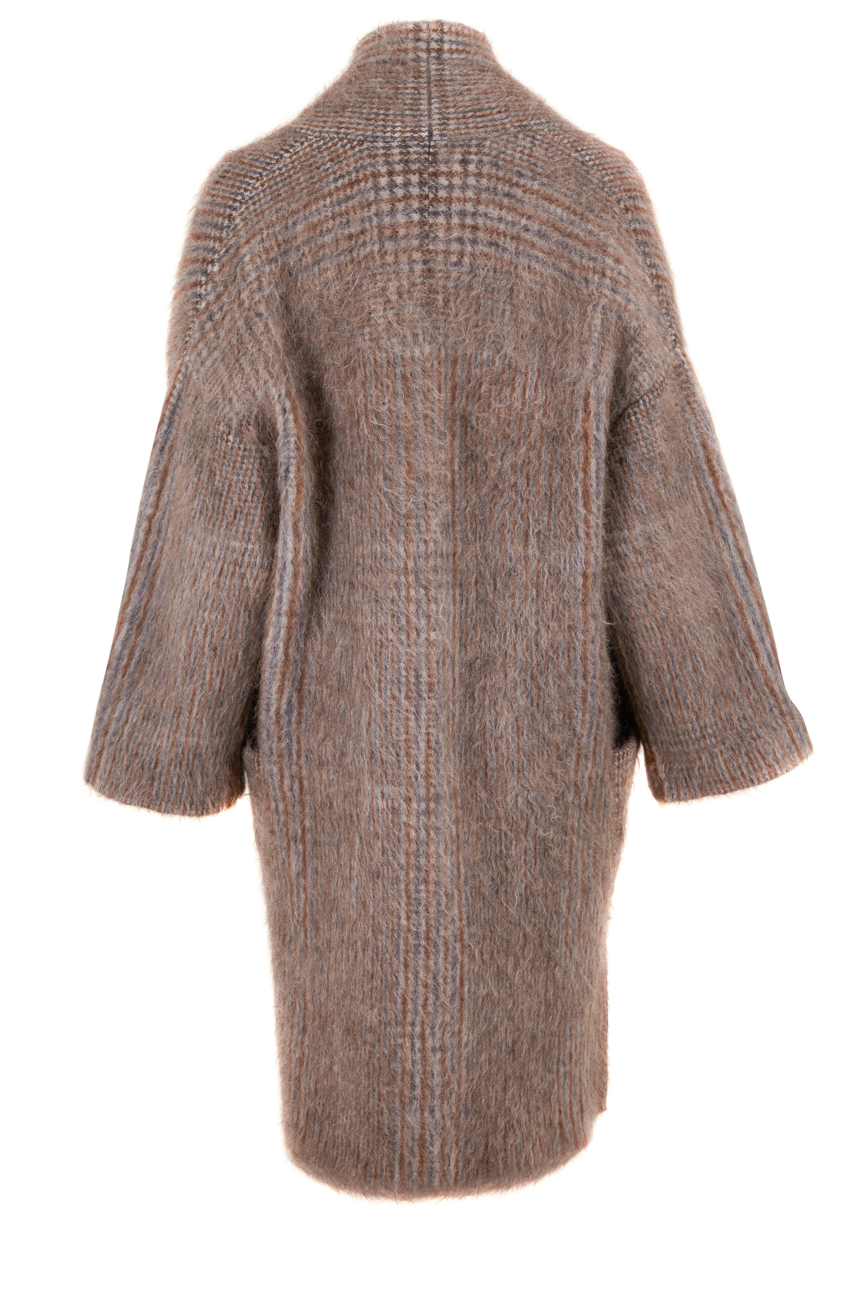 Brunello Cucinelli - Charcoal Mohair & Wool Plaid Pocket Cardi Coat