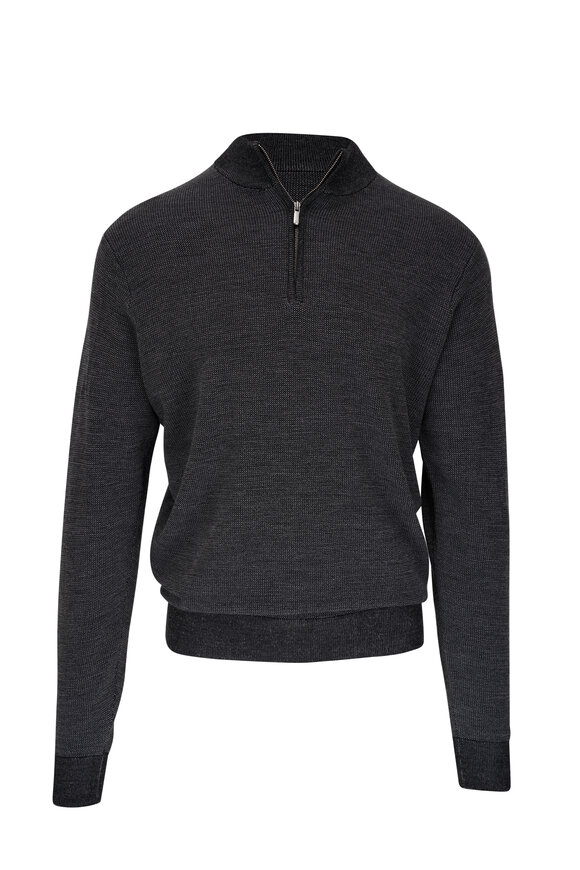 Peter Millar - Breaker Birdseye Black Quarter Zip Pullover