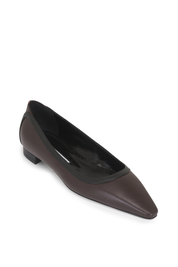 Manolo Blahnik Filotas Dark Brown & Black Leather Flat