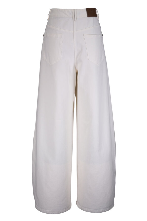 Brunello Cucinelli Off White Wide Leg Barrel Jean - view 3