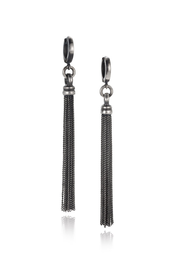 Kary Kjesbo Sterling Silver Cable Chain Tassel Earrings