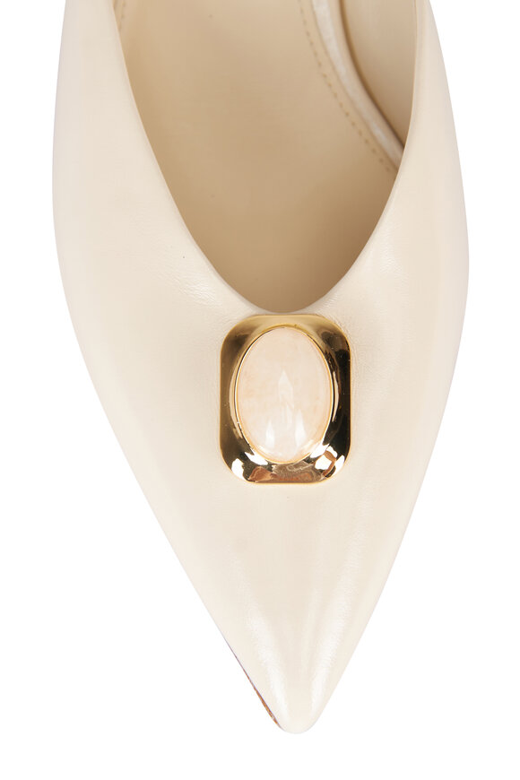 Veronica Beard Rochelle Cabochon Limestone Leather Mule, 75mm - view 4