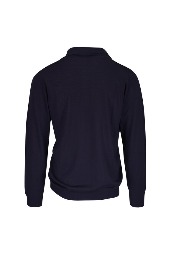 Fedeli Sportman Navy Blue Superfine Wool Polo - view 2