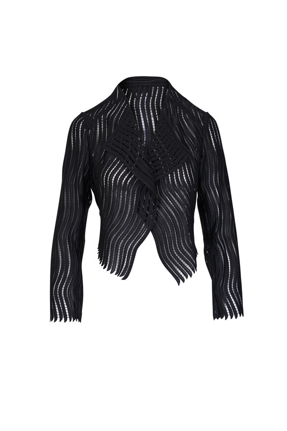 Akris Ariel Black Asymmetric Tech Wave Open Jacket