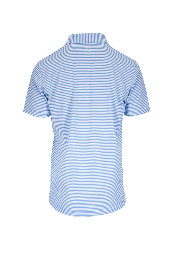 Peter Millar - Tempo Blue & White Stripe Performance Mesh Polo