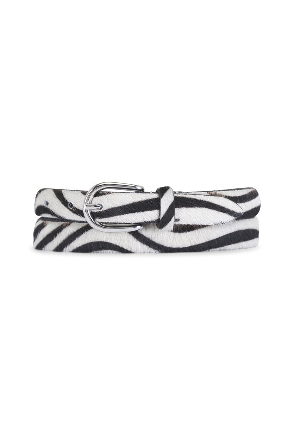Anderson's Skinny Zebra Print Leather Belt, 20mm - view 1