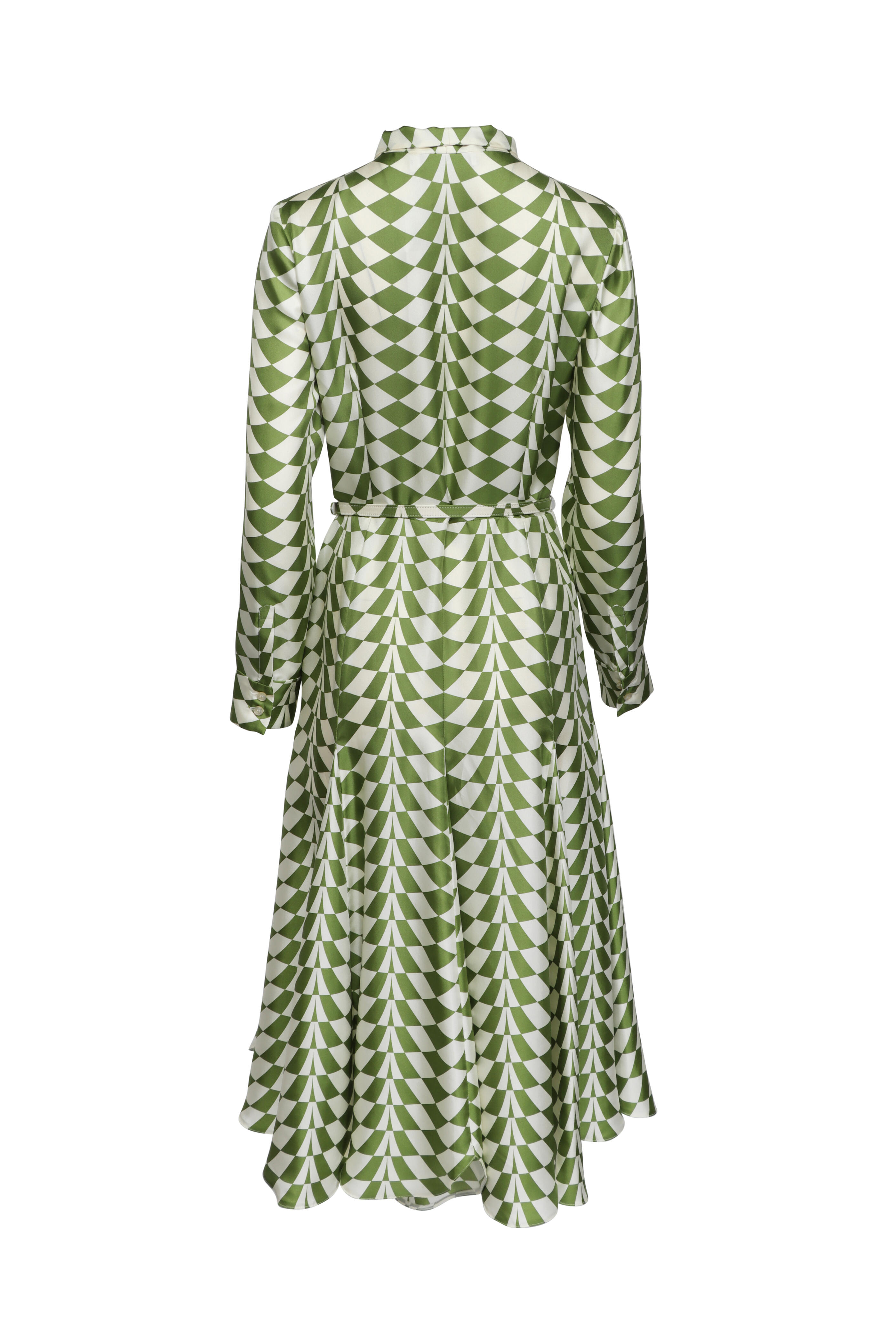 Oscar de la Renta - Fern & Ivory Geo Print Belted Shirtdress