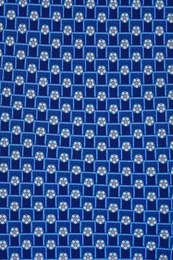 Ferragamo Dark Blue Flower Print Silk Necktie - view 2