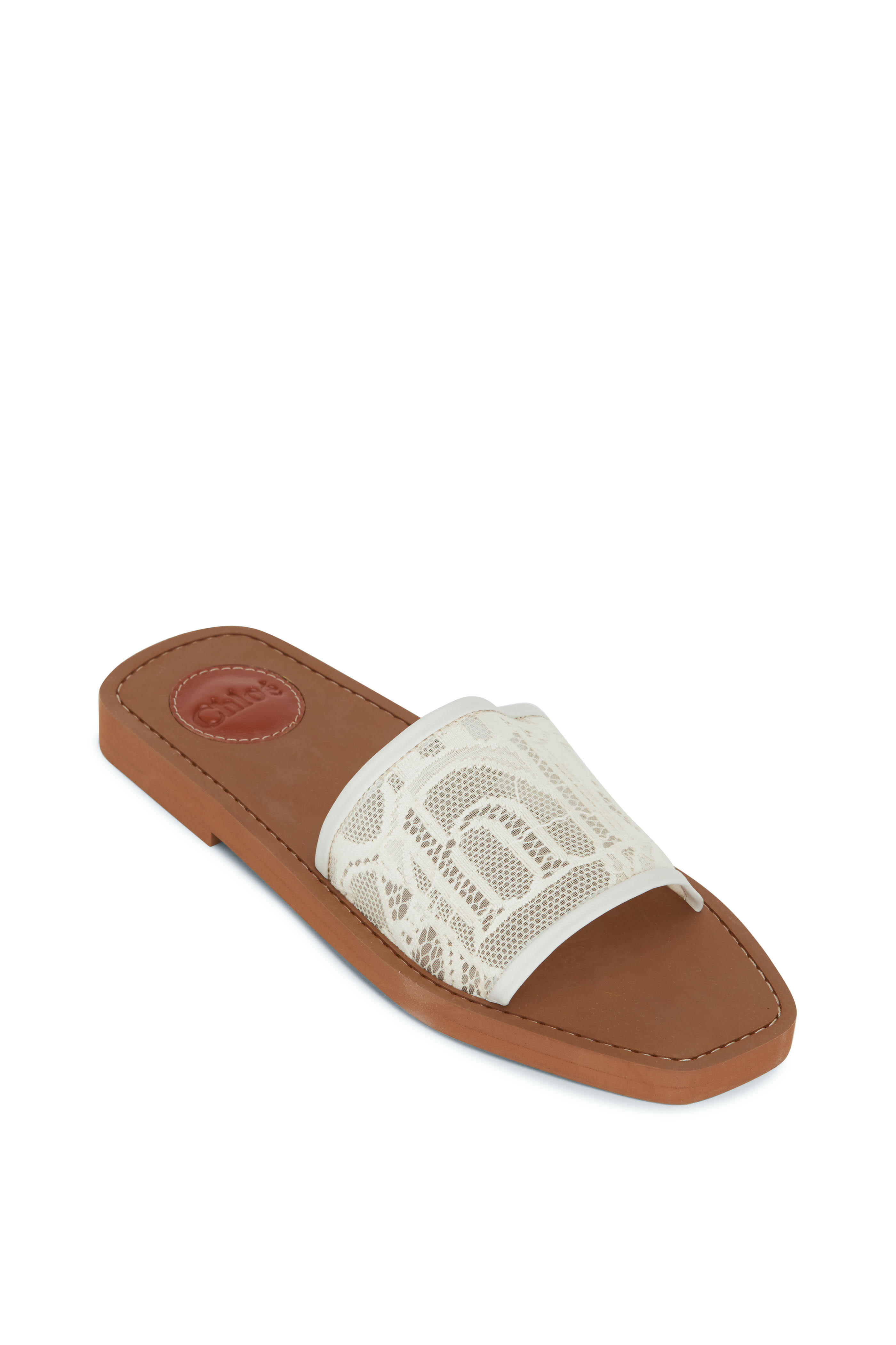 VIP【関税送料無料】希少 Chloe Woody Open-Toe Sandals Chloe White Canvas Woody Flat Open Toe Sandals Size 11.5/42