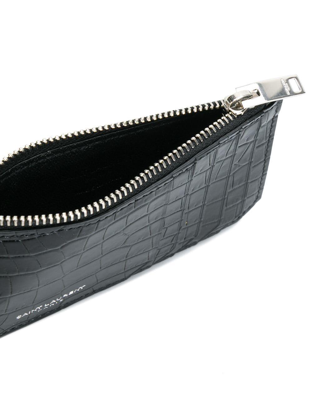 Saint Laurent - Black Crocodile Embossed Leather Card Case